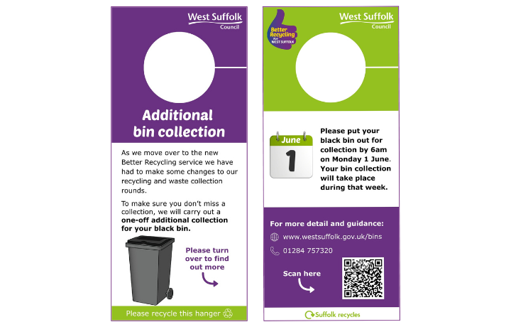 Bin hanger for change of collection with details of an extra black bin collection in the week starting 1 June 2026 Bin hanger for change of collection with details of an extra black bin collection in the week starting 1 June 2026