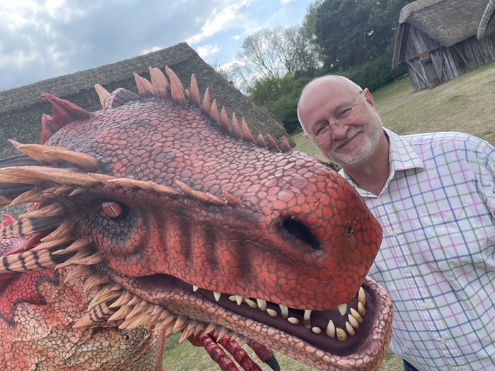 Help us discover the name of our new dragon at DragonFest in June. Cllr Ian Shipp is pictured with the new dragon Help us discover the name of our new dragon at DragonFest in June. Cllr Ian Shipp is pictured with the new dragon