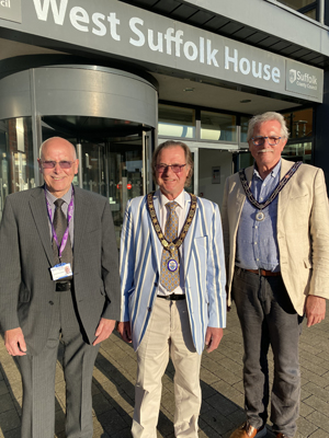 Outgoing Chair Cllr Pat Hanlon, new Chair Cllr Phil Wittam and Vice Chair Cllr Peter Armitage
